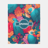 ハーピーフローラカラフルパタパーソナライズされたーン フリースブランケット (正面)