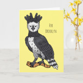 ハーピー・イーグル漫画イラストレーション カード (黄色い花)