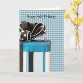 ハーフお誕生日ケーキオンジンガムカード カード (黄色い花)