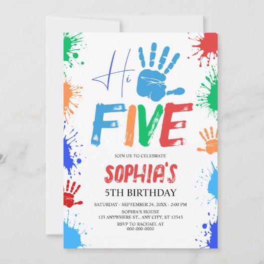 ハーファイブ 5歳の誕生日パーティーの招待状 招待状 (正面)