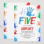 ハーファイブ 5歳の誕生日パーティーの招待状 招待状 (正面/裏面)