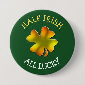 ハーフアイリッシュオールラッキーカラーシャムロック 缶バッジ (正面)