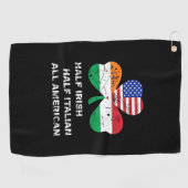 ハーフアイリッシュハーフイタリアンオールアメリカ国旗のシャムロック ゴルフタオル (横)