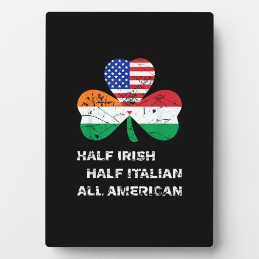 ハーフアイリッシュハーフイタリアンオールアメリカ国旗のシャムロック フォトプラーク (正面)