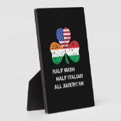 ハーフアイリッシュハーフイタリアンオールアメリカ国旗のシャムロック フォトプラーク (側面)