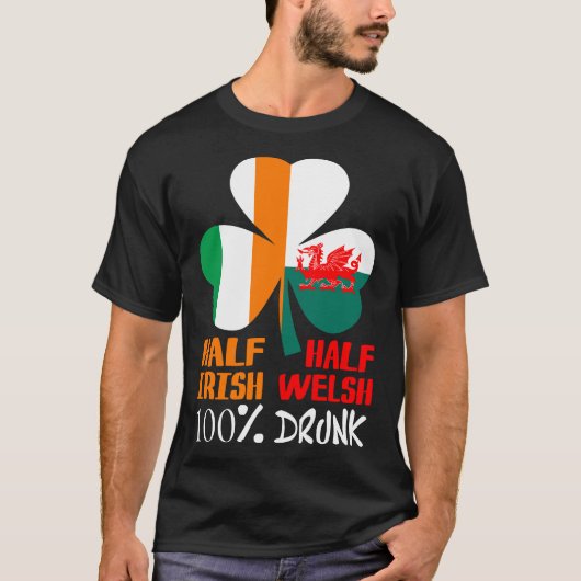 ハーフアイリッシュハーフウェルシュ飲St patricks Tシャツ (正面)