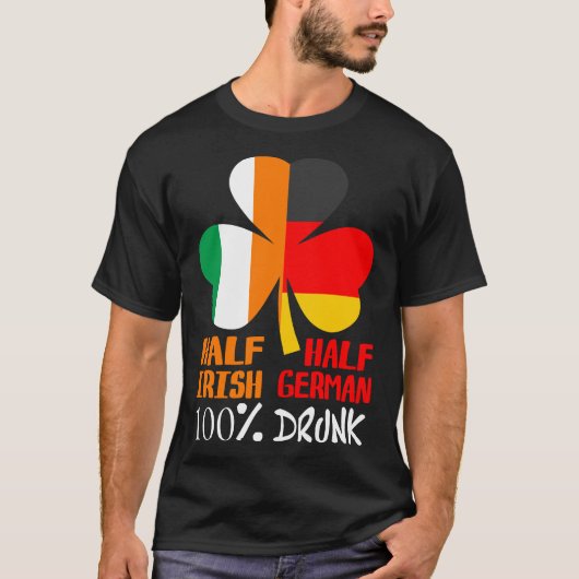 ハーフアイルランド·ハーフ·ドイツ·飲St patricks Tシャツ (正面)