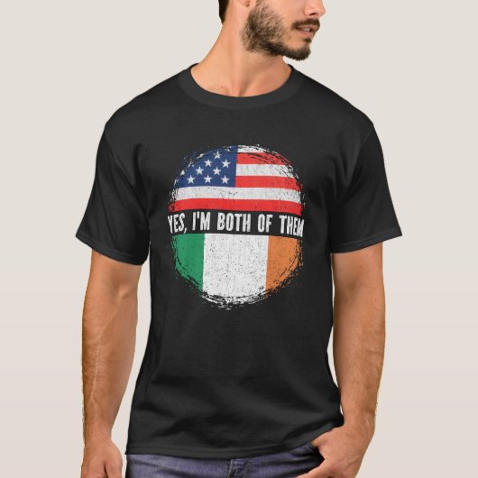 ハーフアメリカハーフアイルランドUSA国旗アイルランド伝統 Tシャツ (正面)