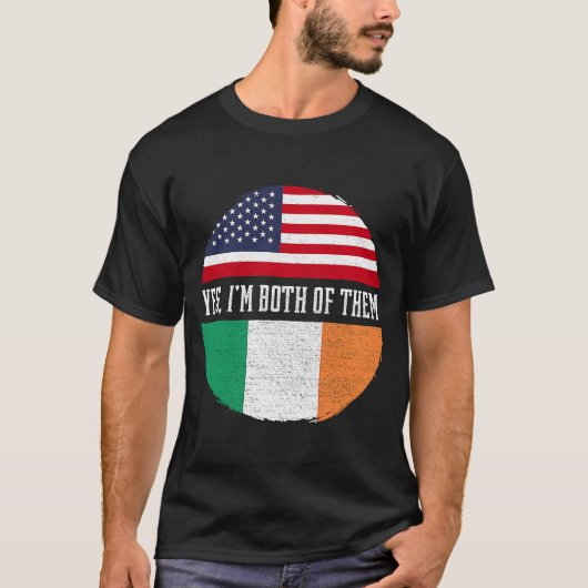 ハーフアメリカハーフアイルランドUSA国旗アイルランド伝統 Tシャツ (正面)