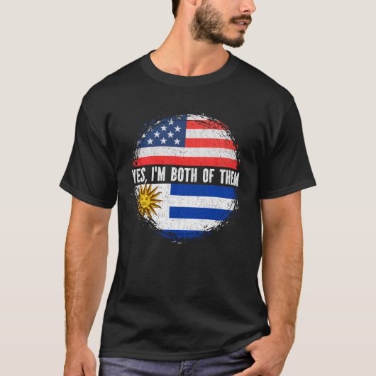 ハーフアメリカハーフウルグアイ米国国旗ウルグアイ Tシャツ (正面)