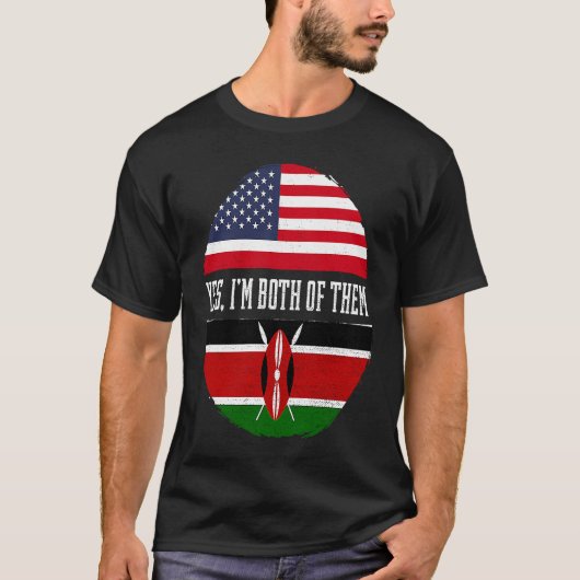 ハーフアメリカハーフケニアUSA国旗ケニア伝統 Tシャツ (正面)