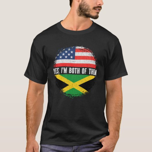 ハーフアメリカハーフジャマイカ米国国旗ジャマイカ Tシャツ (正面)