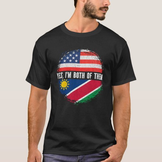 ハーフアメリカハーフナミビアUSA国旗ナミビア Tシャツ (正面)