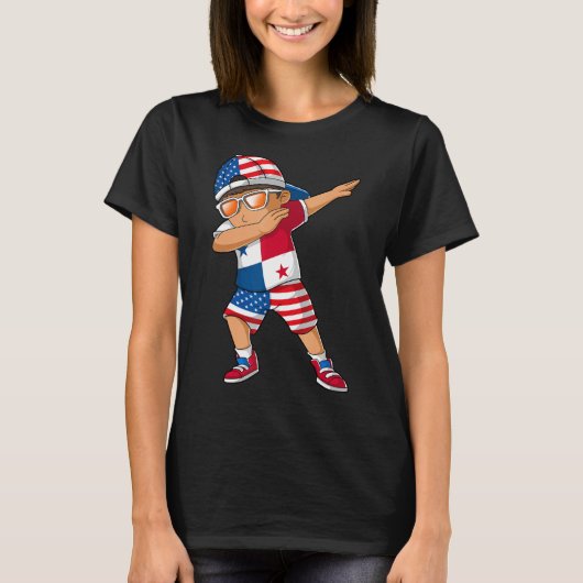 ハーフアメリカハーフパナマの少年キッドパナマ国旗 Tシャツ (正面)