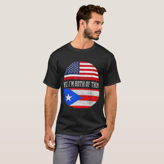 ハーフアメリカハーフプエルトアメリカ国旗プエルト里 Tシャツ (正面フル)