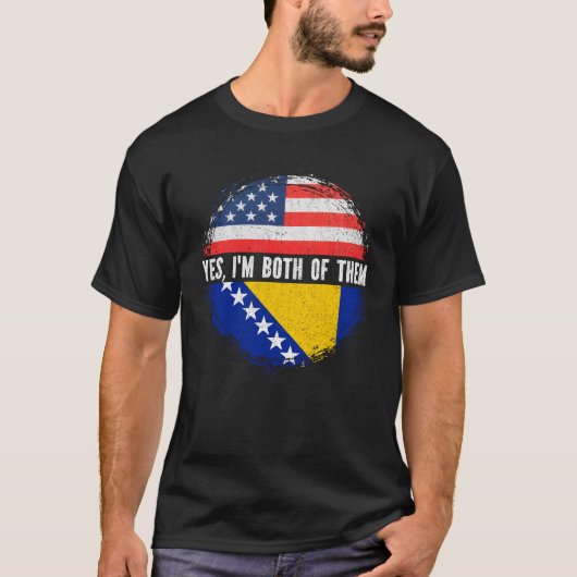 ハーフアメリカハーフボスニア・ボスニア・ヘルツェゴビナ Tシャツ (正面)