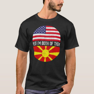 ハーフアメリカハーフマケドニアアメリカ国旗Family Heri Tシャツ