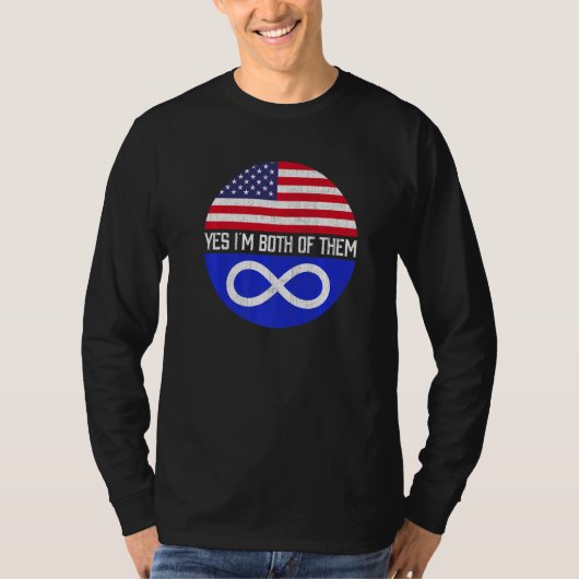 ハーフアメリカハーフメティスアメリカ国旗の家族伝統 Tシャツ (正面)