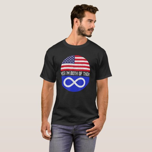 ハーフアメリカハーフメティスアメリカ国旗の家族伝統 Tシャツ (正面フル)