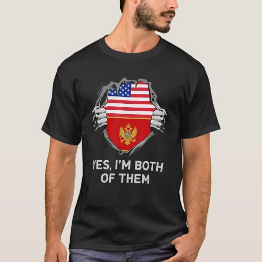 ハーフアメリカハーフモンテネグロUSAモンテネグロ国旗 Tシャツ (正面)
