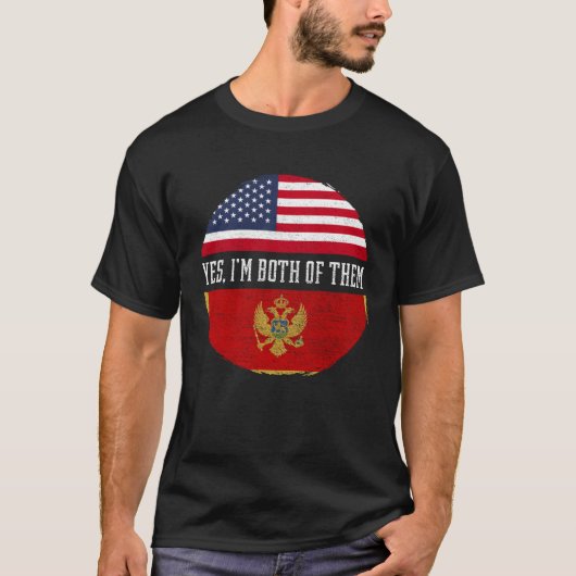 ハーフアメリカハーフモンテネグロUSA国旗 Tシャツ (正面)