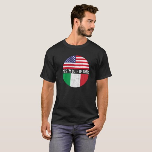 ハーフアメリカンイタリアンハーフ米国国旗の家族遺産 Tシャツ (正面フル)