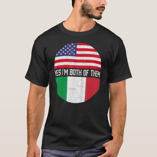 ハーフアメリカンイタリアンハーフ米国国旗の家族遺産 Tシャツ (正面)