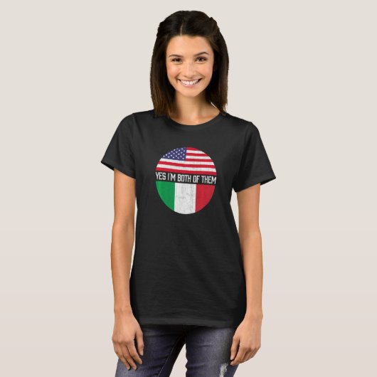 ハーフアメリカンイタリアンハーフ米国国旗の家族遺産 Tシャツ (正面フル)