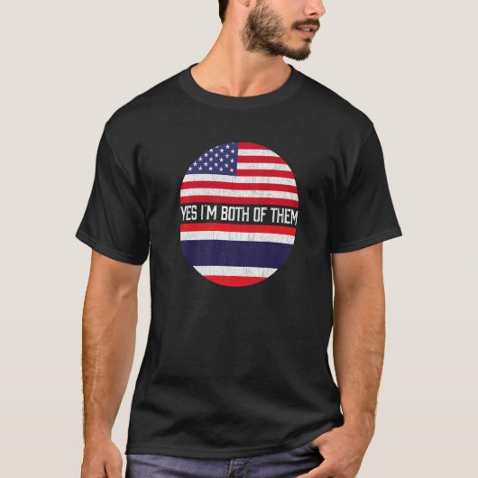 ハーフアメリカンハーフタイアメリカ国旗の家族伝統 Tシャツ (正面)