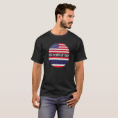 ハーフアメリカンハーフタイアメリカ国旗の家族伝統 Tシャツ (正面フル)