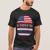 ハーフアメリカンハーフタイUSA国旗タイ伝統 Tシャツ (正面)