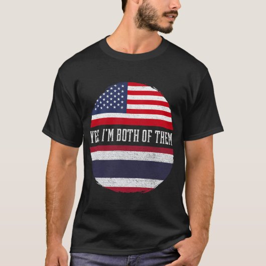 ハーフアメリカンハーフタイUSA国旗タイ伝統 Tシャツ (正面)