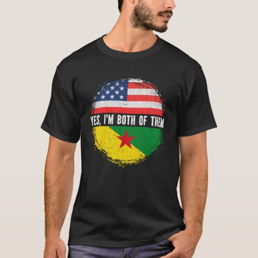 ハーフアメリカンフランスのハーフガイアナ米国国旗 Tシャツ (正面)