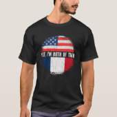 ハーフアメリカンフランスのハーフ米国国旗フランス伝統 Tシャツ (正面)