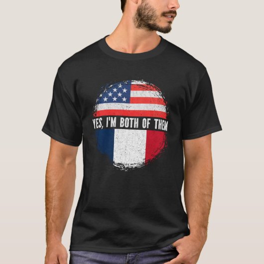 ハーフアメリカンフランスのハーフ米国国旗フランス伝統 Tシャツ (正面)