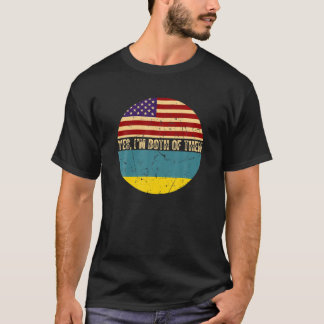 ハーフアメリカン半ウクライナUSAウクライナ国旗Heri Tシャツ