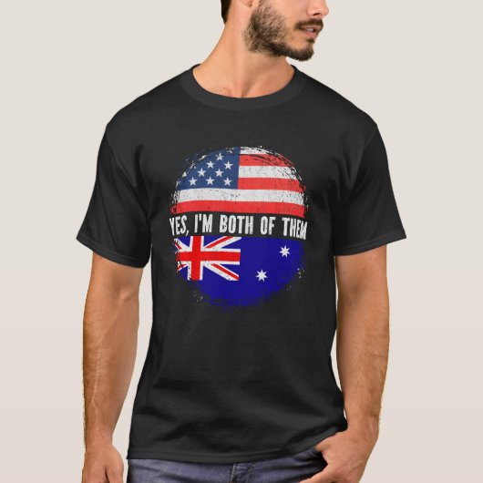 ハーフアメリカン半オーストラリア米国国旗オーストラリア Tシャツ (正面)