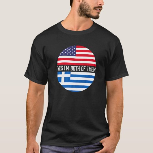 ハーフアメリカン半ギリシャ米国国旗の家族伝統 Tシャツ (正面)