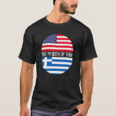 ハーフアメリカン半ギリシャ米国国旗の家族伝統 Tシャツ (正面)