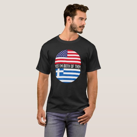 ハーフアメリカン半ギリシャ米国国旗の家族伝統 Tシャツ (正面フル)