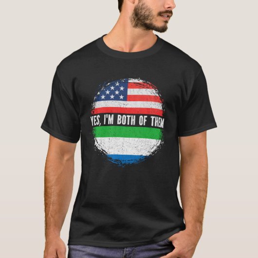ハーフアメリカン半シエラレオネアン米国国旗 Tシャツ (正面)