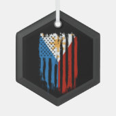 ハーフアメリカン半フィリピン国旗 ガラスオーナメント (正面)