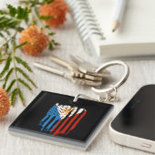 ハーフアメリカン半フィリピン国旗 キーホルダー (正面右)