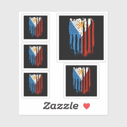 ハーフアメリカン半フィリピン国旗 シール (シート)