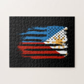 ハーフアメリカン半フィリピン国旗 ジグソーパズル (横)