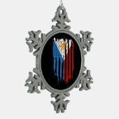 ハーフアメリカン半フィリピン国旗 スノーフレークピューターオーナメント (左)