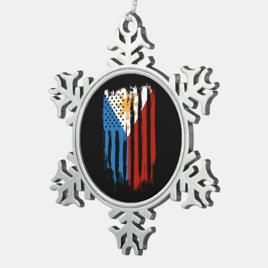 ハーフアメリカン半フィリピン国旗 スノーフレークピューターオーナメント (右)