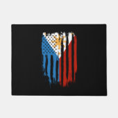 ハーフアメリカン半フィリピン国旗 ドアマット (正面)