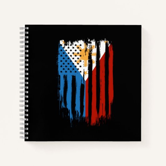 ハーフアメリカン半フィリピン国旗 ノートブック (正面)