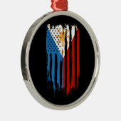 ハーフアメリカン半フィリピン国旗 メタルオーナメント (右)